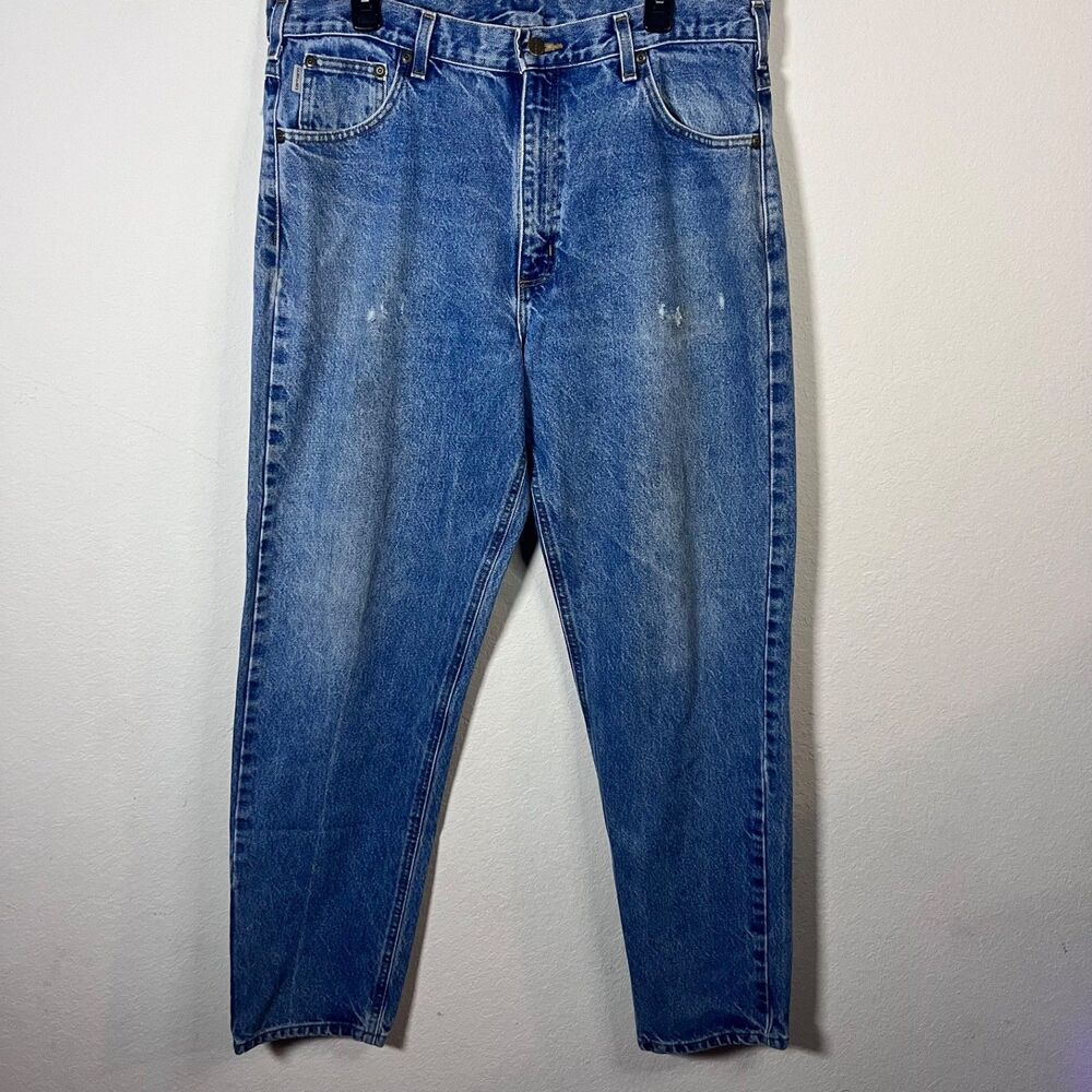 Carhartt Relaxed Fit Blue Denim Jeans Cotton Straight Leg Men's Size 38 x 34